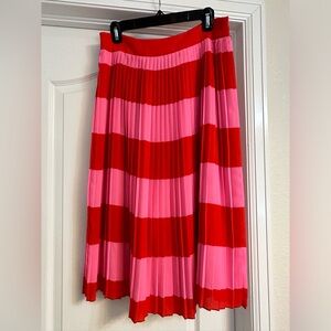 Pink and red pleated J Crew factory skirt, size 6